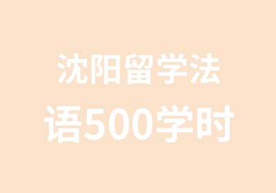 沈阳留学法语500学时