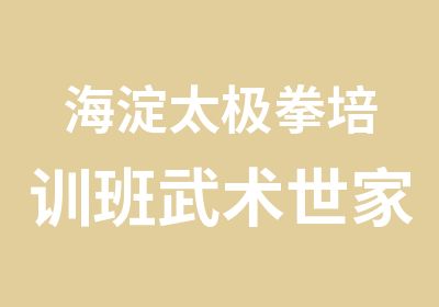 海淀太极拳培训班武术世家培训中心