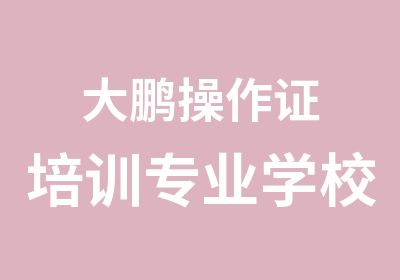 大鹏操作证培训专业学校