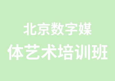 北京数字媒体艺术培训班