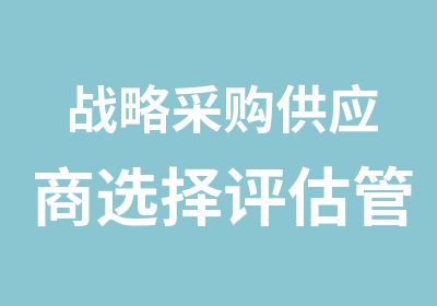 战略采购供应商选择评估管理