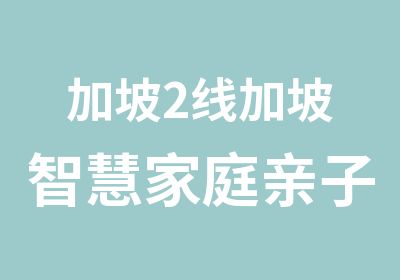 加坡2线加坡智慧家庭亲子冬令营