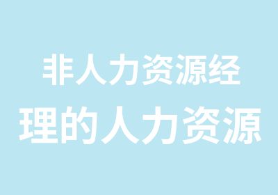 非人力资源经理的人力资源管理