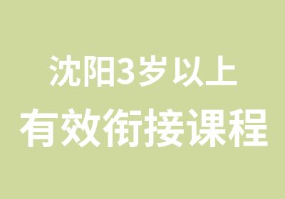 沈阳3岁以上有效衔接课程