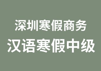 深圳寒假商务汉语寒假中级班