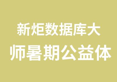 新炬数据库大师暑期公益体验课