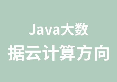 Java大数据云计算方向企业级开发