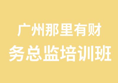 广州那里有财务总监培训班