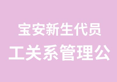 宝安新生代员工关系管理公开课