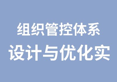 组织管控体系设计与优化实务