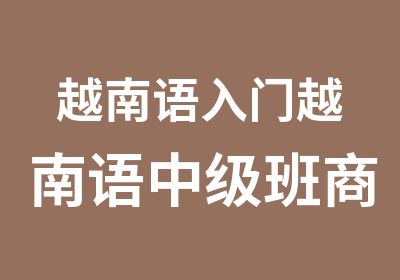 越南语入门越南语中级班商务越南语