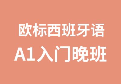 欧标西班牙语A1入门晚班