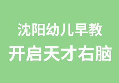 沈阳幼儿早教开启天才右脑