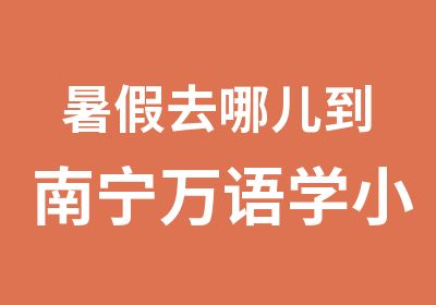 暑假去哪儿到南宁万语学小语种吧