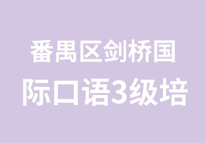 番禺区剑桥国际口语3级培训课程