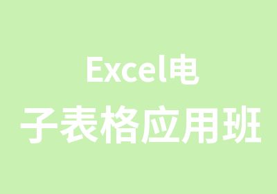 Excel电子表格应用班
