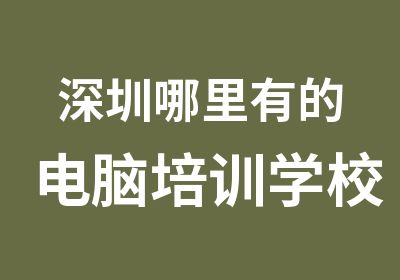 深圳哪里有的电脑培训学校哪家好