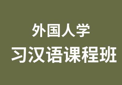 外国人学习汉语课程班