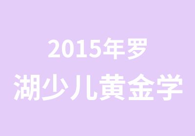 2015年罗湖少儿黄金学位课程培训