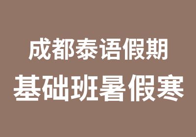 成都泰语假期基础班暑假寒假