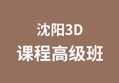 沈阳3D课程班