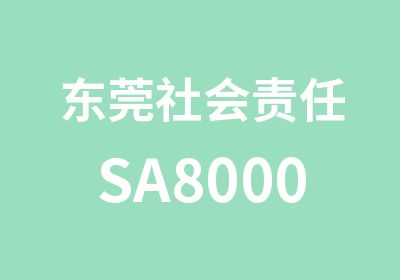 东莞社会责任SA8000国际标准体系