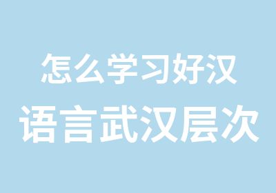 怎么学习好汉语言武汉层次普通话培训