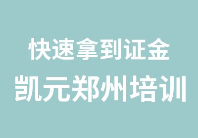 拿到证金凯元郑州培训班