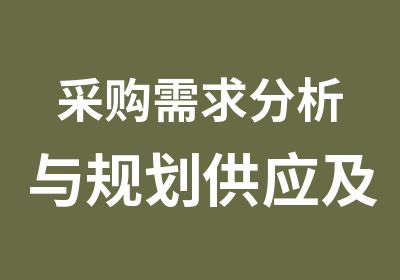 采购需求分析与规划供应及策略