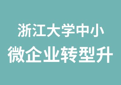 浙江大学中小微企业转型升级专题研修班