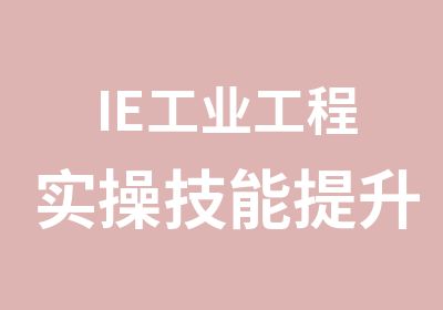 IE工业工程实操技能提升培训郭晓宁