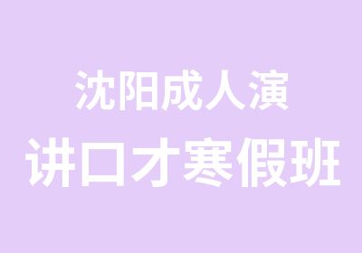 沈阳成人演讲口才寒假班