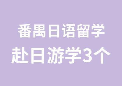 番禺日语留学赴日游学3个月