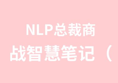 NLP总裁商战智慧笔记（精华班第yi天）