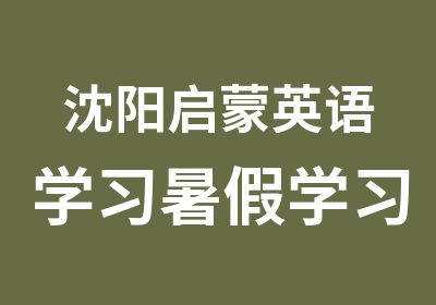 沈阳启蒙英语学习暑假学习班