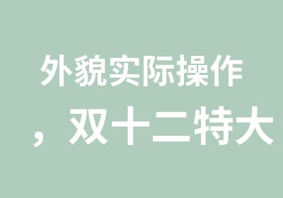 外貌实际操作，双十二特大优惠。