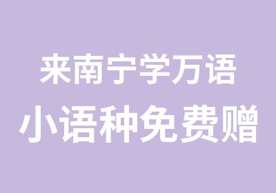 来南宁学万语小语种免费赠送旅游券咯