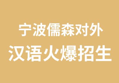 宁波儒森对外汉语火爆招生