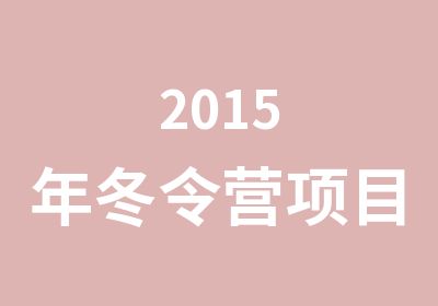 2015年冬令营项目