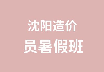 沈阳造价员暑假班