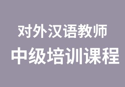 对外汉语教师中级培训课程