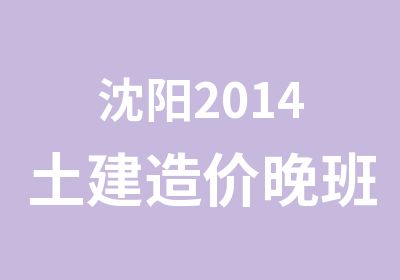 沈阳2014土建造价晚班