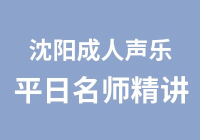 沈阳成人声乐平日精讲班