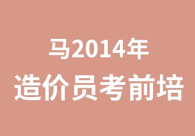 马2014年造价员考前培训