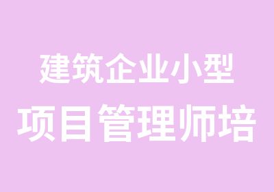 建筑企业小型项目管理师培训