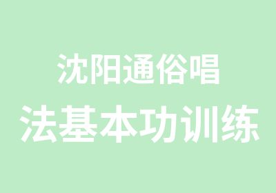 沈阳通俗唱法基本功训练