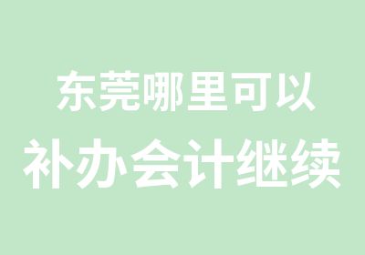 东莞哪里可以补办会计继续教育