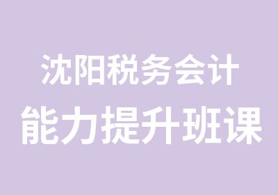 沈阳税务会计能力提升班课