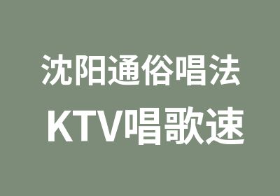 沈阳通俗唱法KTV唱歌速成