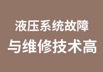 液压系统故障与维修技术研修